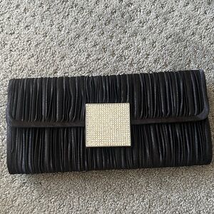 Elegant Black Clutch with Rhinestone Accent